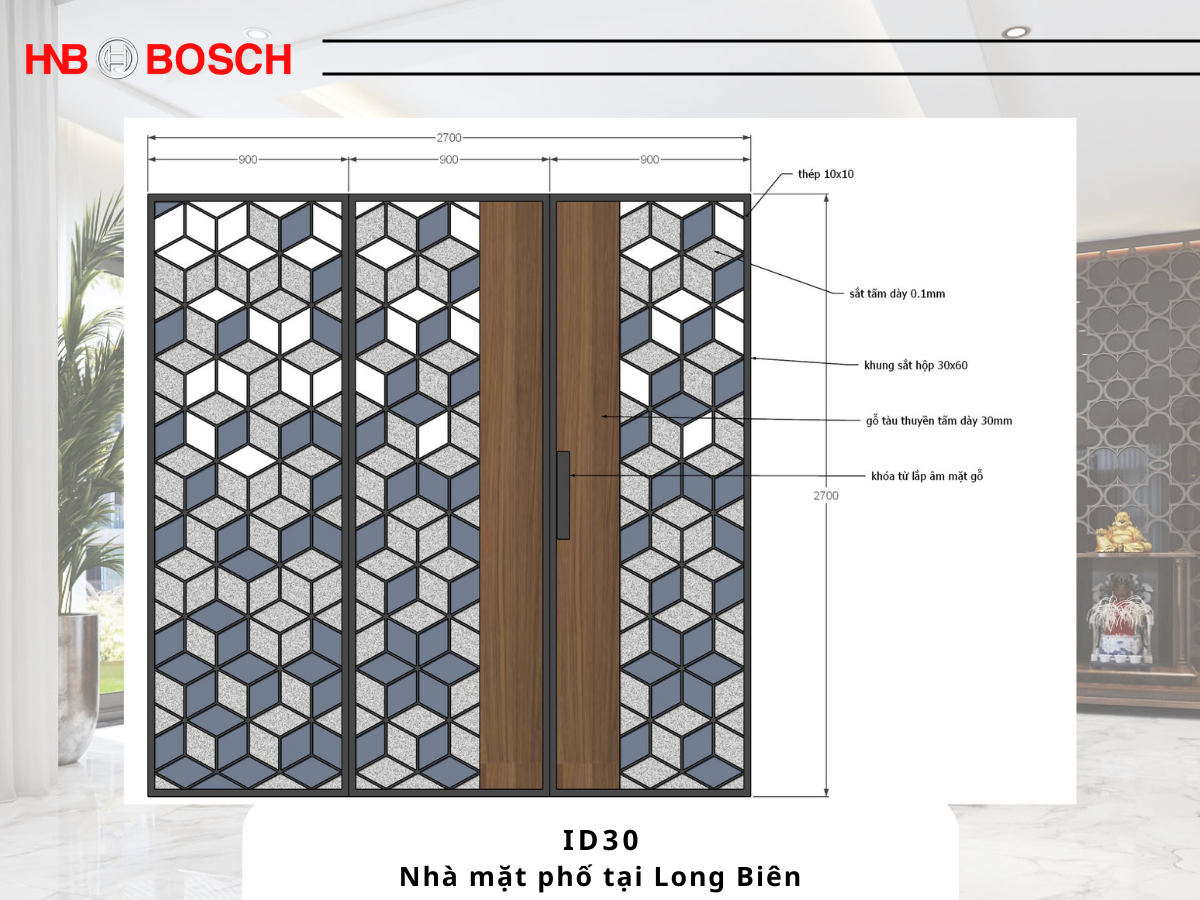 Dự án lắp khóa Bosch ID30 tại nhà mặt phố Long Biên